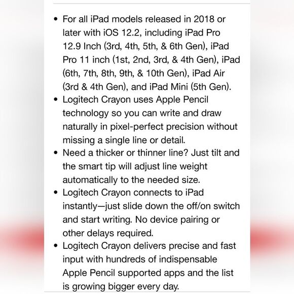 Logitech Crayon Digital Pencil For Apple IPad - Picture 6 of 11